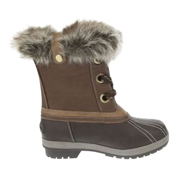London Fog Milly Women's Brown Faux Leather Waterproof Winter Duck Boots Size 10 - Picture 1 of 11